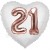 Luftballon Herz, Jumbo 3D, Rosegold und Weiß  zum 21. Geburtstag, Jumbo-Folienballon mit Ballongas