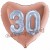 Herzluftballon Jumbo 3D, holografisch Silber und Rosegold zum 30. Geburtstag, Jumbo-Folienballon mit Ballongas
