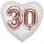 Luftballon Herz, Jumbo 3D, Rosegold und Weiß  zum 30. Geburtstag, Jumbo-Folienballon mit Ballongas