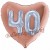 Herzluftballon Jumbo 3D, holografisch Silber und Rosegold zum 40. Geburtstag, Jumbo-Folienballon mit Ballongas