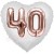 Luftballon Herz, Jumbo 3D, Rosegold und Weiß zum 40. Geburtstag, Jumbo-Folienballon mit Ballongas