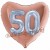 Herzluftballon Jumbo 3D, holografisch Silber und Rosegold zum 50. Geburtstag, Jumbo-Folienballon mit Ballongas