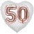 Luftballon Herz, Jumbo 3D, Rosegold und Weiß zum 50. Geburtstag, Jumbo-Folienballon mit Ballongas