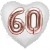 Luftballon Herz, Jumbo 3D, Rosegold und Weiß zum 60. Geburtstag, Jumbo-Folienballon mit Ballongas
