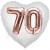 Luftballon Herz, Jumbo 3D, Rosegold und Weiß zum 70. Geburtstag, Jumbo-Folienballon mit Ballongas