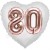 Luftballon Herz, Jumbo 3D, Rosegold und Weiß zum 80. Geburtstag, Jumbo-Folienballon mit Ballongas