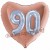 Herzluftballon Jumbo 3D, holografisch Silber und Rosegold zum 90. Geburtstag, Jumbo-Folienballon mit Ballongas