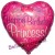 Holografischer Geburtstags-Herzluftballon, Happy Birthday Princess, inklusive Helium