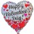 Happy Valentine's Day, holografischer Luftballon aus Folie mit kleinen Herzen, Ohne Helium/ Ballongas