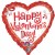 Happy Valentine's Day, roter Luftballon aus Folie zum Valentinstag, Ohne Helium/ Ballongas