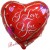 I Love You, roter Herzluftballon mit Herzchen, ohne Helium/ Ballongas