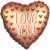 Love You Satin Gold, Herzluftballon mit kleinen Herzen, inklusive Helium