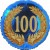 Luftballon aus Folie, 100. Geburtstag, Lorbeerkranz  Zahl 100, ohne Helium
