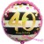 Luftballon aus Folie, Pink & Gold Milestone 40, zum 40. Geburtstag, mit Helium