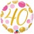Luftballon aus Folie, Pink & Gold Dots 40, zum 40. Geburtstag, mit Helium