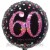 Luftballon aus Folie, Pink Celebration 60, zum 60. Geburtstag, mit Helium