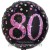 Luftballon aus Folie, Pink Celebration 80, zum 80. Geburtstag, mit Helium