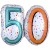 Zahlen-Luftballon zum 50. Geburtstag, Rainbow Birthday 50, Folienballon mit Ballongas