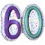 Zahlen-Luftballon zum 60. Geburtstag, Rainbow Birthday 60, Folienballon mit Ballongas