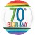 Luftballon aus Folie, Rainbow Birthday 70, zum 70. Geburtstag, mit Helium