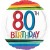 Luftballon aus Folie, Rainbow Birthday 80, zum 80. Geburtstag, mit Helium