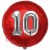 Luftballon Jumbo 3D, Silber und Rot  zum 10. Geburtstag, Jumbo-Folienballon mit Ballongas