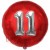 Luftballon Jumbo 3D, Silber und Rot  zum 11. Geburtstag, Jumbo-Folienballon mit Ballongas