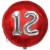 Luftballon Jumbo 3D, Silber und Rot  zum 12. Geburtstag, Jumbo-Folienballon mit Ballongas