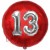 Luftballon Jumbo 3D, Silber und Rot  zum 13. Geburtstag, Jumbo-Folienballon mit Ballongas