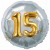 Jumbo 3D Luftballon, Gold und Silber  zum 15. Geburtstag, Jumbo-Folienballon mit Ballongas