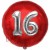 Luftballon Jumbo 3D, Silber und Rot  zum 16. Geburtstag, Jumbo-Folienballon mit Ballongas