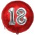 Luftballon Jumbo 3D, Silber und Rot  zum 18. Geburtstag, Jumbo-Folienballon mit Ballongas