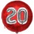 Luftballon Jumbo 3D, Silber und Rot  zum 20. Geburtstag, Jumbo-Folienballon mit Ballongas