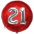 Luftballon Jumbo 3D, Silber und Rot  zum 21. Geburtstag, Jumbo-Folienballon mit Ballongas