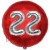 Luftballon Jumbo 3D, Silber und Rot  zum 22. Geburtstag, Jumbo-Folienballon mit Ballongas