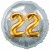 Jumbo 3D Luftballon, Gold und Silber  zum 22. Geburtstag, Jumbo-Folienballon mit Ballongas