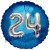 Jumbo 3D Luftballon, Silber und Blau  zum 24. Geburtstag, Jumbo-Folienballon mit Ballongas