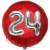 Luftballon Jumbo 3D, Silber und Rot  zum 24. Geburtstag, Jumbo-Folienballon mit Ballongas