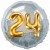 Jumbo 3D Luftballon, Gold und Silber  zum 24. Geburtstag, Jumbo-Folienballon mit Ballongas