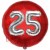 Luftballon Jumbo 3D, Silber und Rot  zum 25. Geburtstag, Jumbo-Folienballon mit Ballongas
