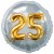 Jumbo 3D Luftballon, Gold und Silber  zum 25. Geburtstag, Jumbo-Folienballon mit Ballongas