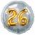 Jumbo 3D Luftballon, Gold und Silber  zum 26. Geburtstag, Jumbo-Folienballon mit Ballongas