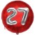 Luftballon Jumbo 3D, Silber und Rot  zum 27. Geburtstag, Jumbo-Folienballon mit Ballongas