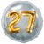Jumbo 3D Luftballon, Gold und Silber  zum 27. Geburtstag, Jumbo-Folienballon mit Ballongas
