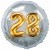 Jumbo 3D Luftballon, Gold und Silber  zum 28. Geburtstag, Jumbo-Folienballon mit Ballongas