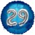 Jumbo 3D Luftballon, Silber und Blau  zum 29. Geburtstag, Jumbo-Folienballon mit Ballongas