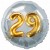 Jumbo 3D Luftballon, Gold und Silber  zum 29. Geburtstag, Jumbo-Folienballon mit Ballongas