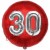 Luftballon Jumbo 3D, Silber und Rot  zum 30. Geburtstag, Jumbo-Folienballon mit Ballongas