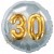 Jumbo 3D Luftballon, Gold und Silber zum 30. Geburtstag, Jumbo-Folienballon mit Ballongas