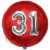 Luftballon Jumbo 3D, Silber und Rot  zum 31. Geburtstag, Jumbo-Folienballon mit Ballongas